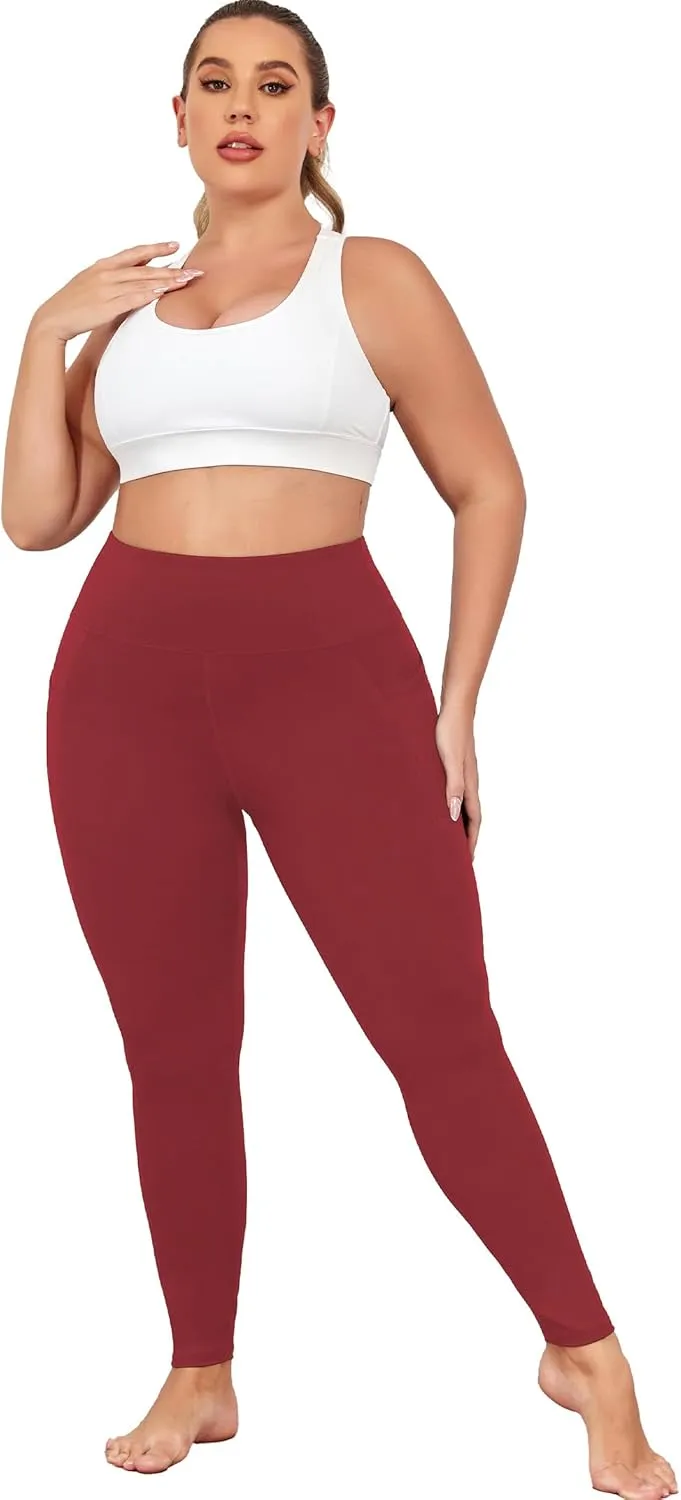 Plus Size Butt Lifting Leggings with Pockets for Women, L-5XL Yoga Pants Tummy Control, High Waist Workout Leggings