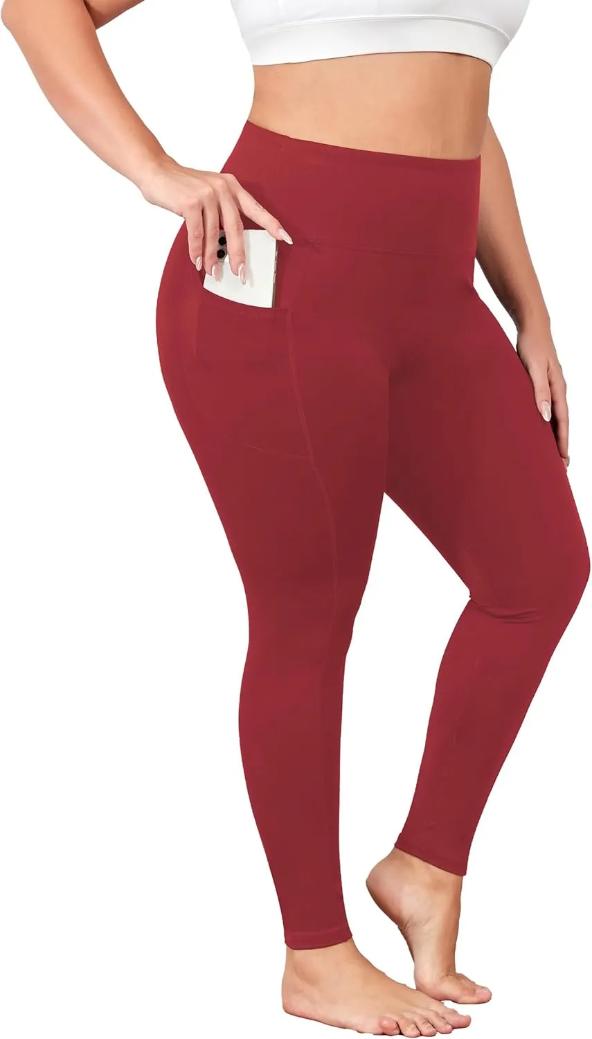 Plus Size Butt Lifting Leggings with Pockets for Women, L-5XL Yoga Pants Tummy Control, High Waist Workout Leggings