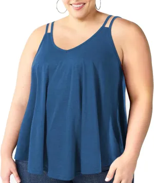 Plus Size Tank Tops for Women Flowy V Neck Spaghetti Strap Camisole Summer Sleeveless Casual top