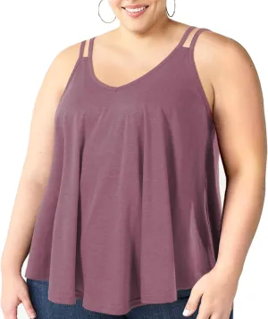 Plus Size Tank Tops for Women Flowy V Neck Spaghetti Strap Camisole Summer Sleeveless Casual top