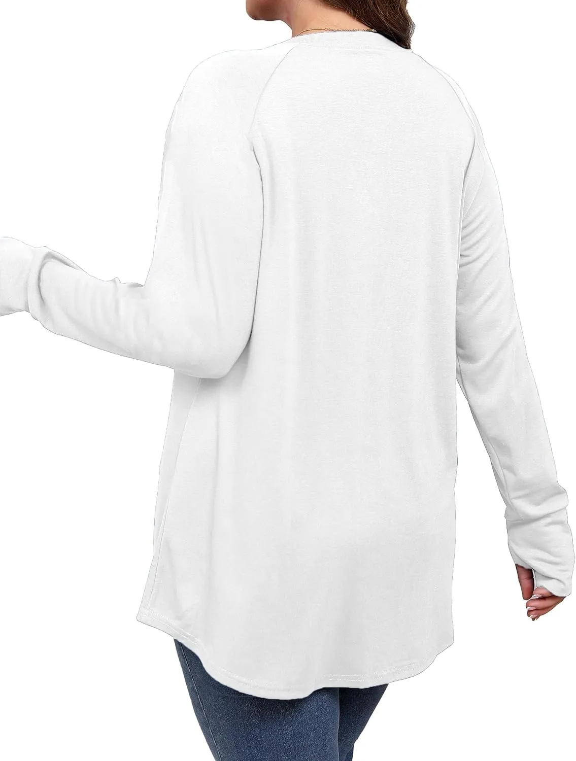 Plus Size Thumb Hole Long Sleeve Shirts Women Raglan Tshirts Casual Tunic Tops