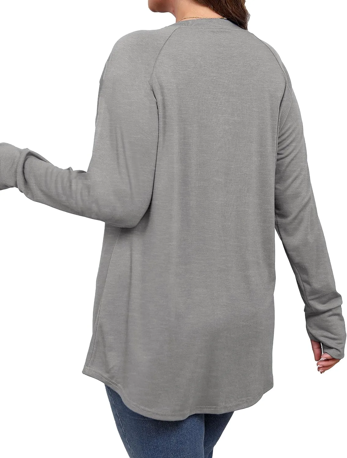 Plus Size Thumb Hole Long Sleeve Shirts Women Raglan Tshirts Casual Tunic Tops