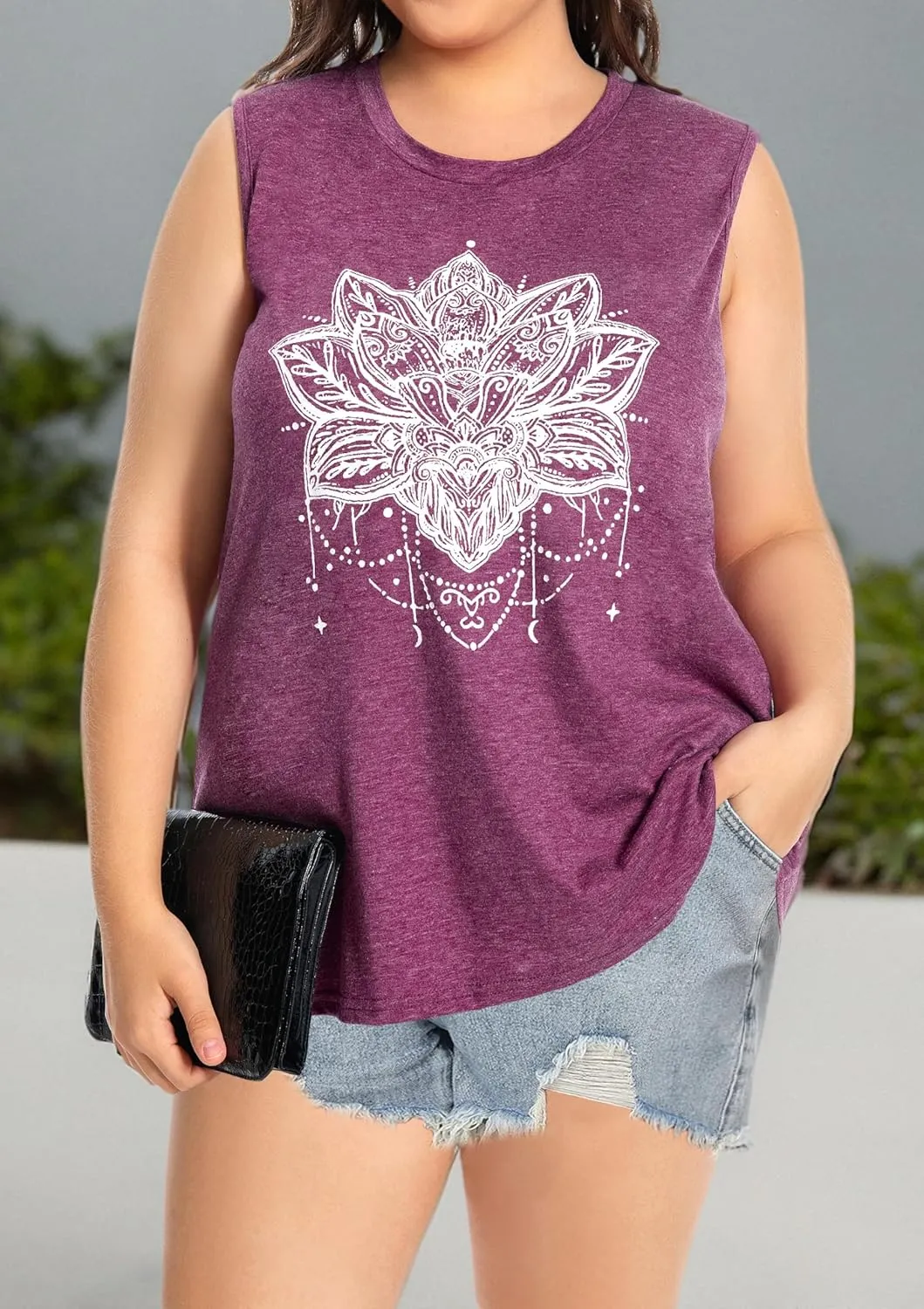 Plus Size Tops for Women Sleeveless Summer Tank Top Loose Fit Casual Tunics Shirts