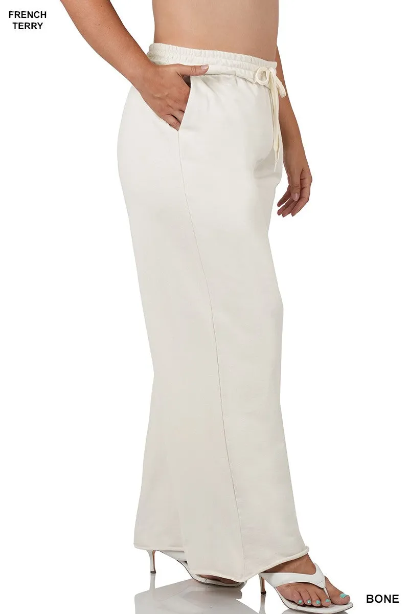 Poe Wide Leg Fleece Pants [curvy]