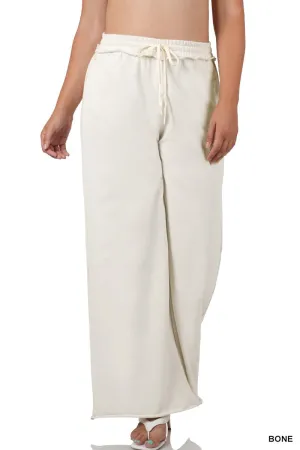Poe Wide Leg Fleece Pants [curvy]