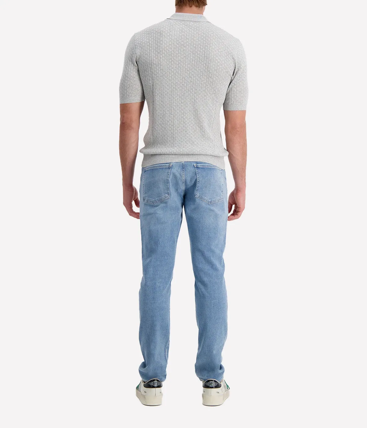 Polo Sweater in Light Grey Melange