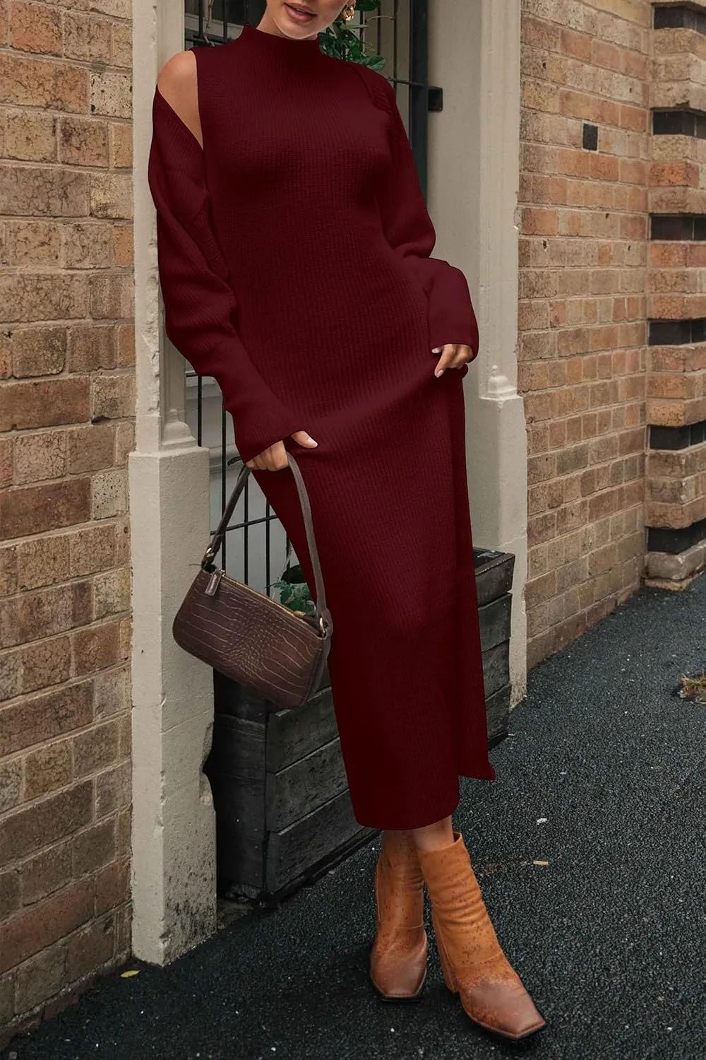 PRETTYGARDEN Womens Fall 2 Piece Outfits Bodycon Maxi Tank Pullover Sweater Dress and Long Sleeve Cropped Cardigan Knit Sets