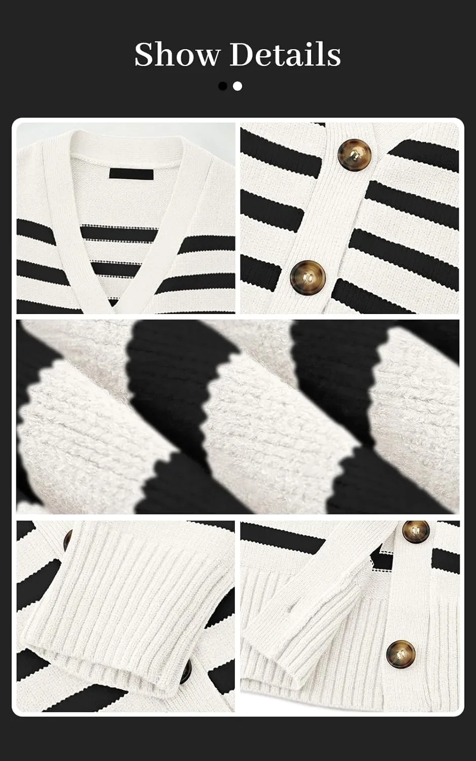PRETTYGARDEN Women's Long Sleeve Striped Open Front Cardigan Sweaters Button Down Knit Lady Jackets 2025 Fall Outfits