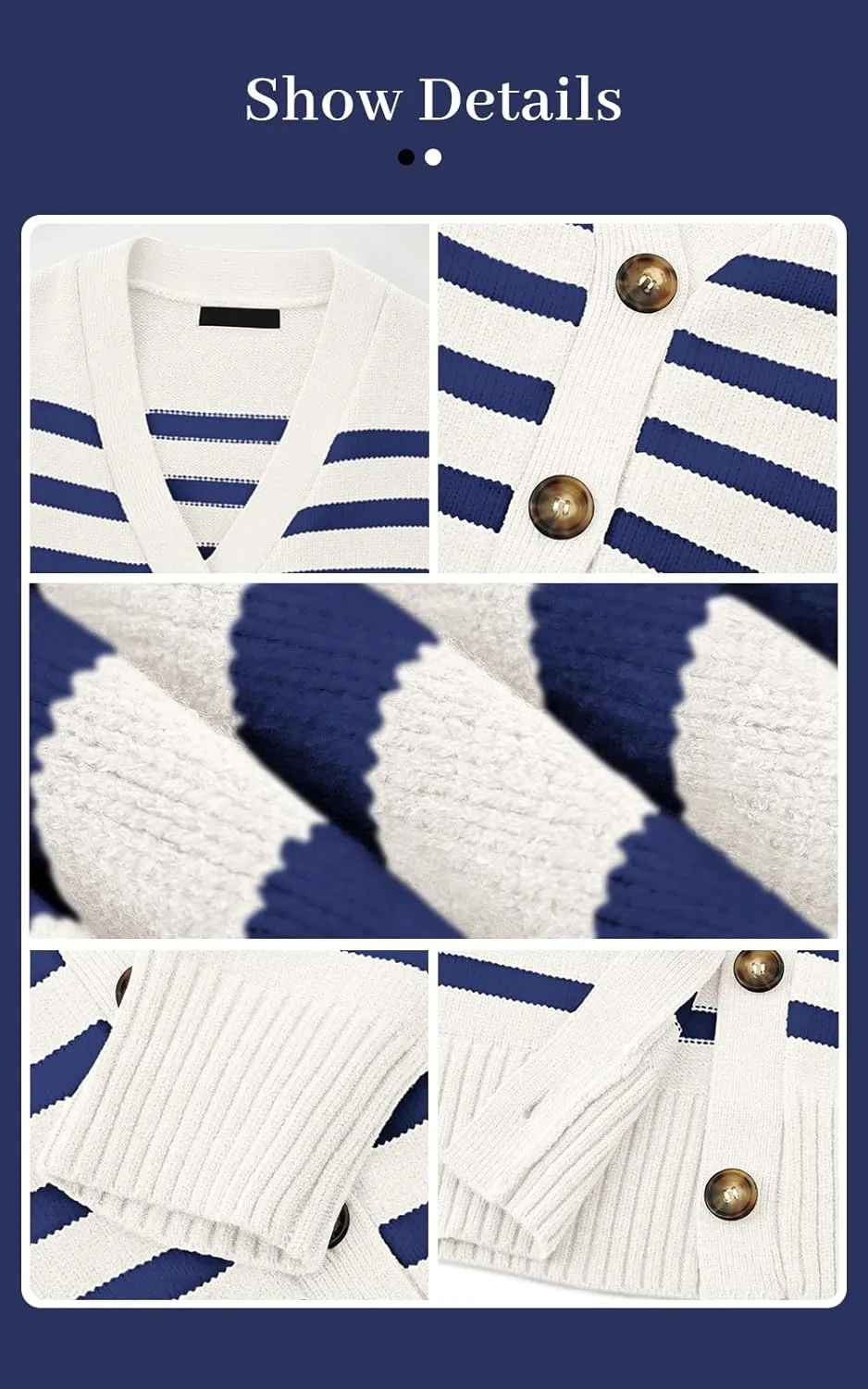 PRETTYGARDEN Women's Long Sleeve Striped Open Front Cardigan Sweaters Button Down Knit Lady Jackets 2025 Fall Outfits