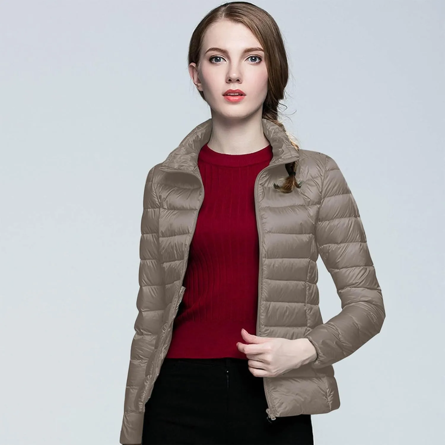 Puffer Jacket for Women Packable Lightweight Fall Winter Down Jacket Warm Slim Fit Casual Bubble Coat for Travel Outdoor