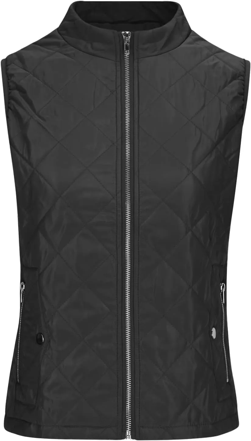 Puffer Vest Women Stand Collar Lightweight Gilet Quilted Zip Vest Sleeveless Winter Down Jackets Warm Vests Outerwear