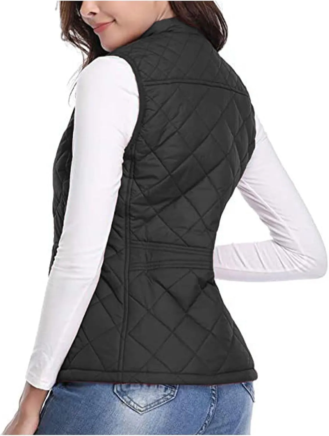 Puffer Vest Women Stand Collar Lightweight Gilet Quilted Zip Vest Sleeveless Winter Down Jackets Warm Vests Outerwear