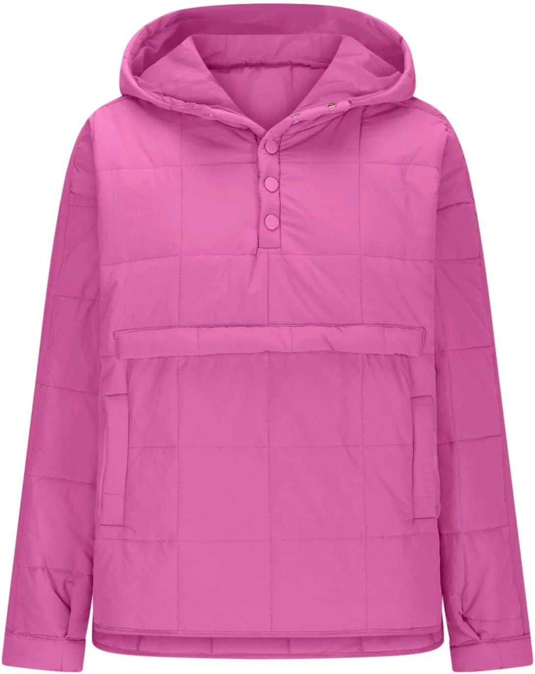 Quilted Puffer Jacket for Women Winter Lightweight Button Long Sleeve Coat Oversized Packable Cotton Padded Jacket