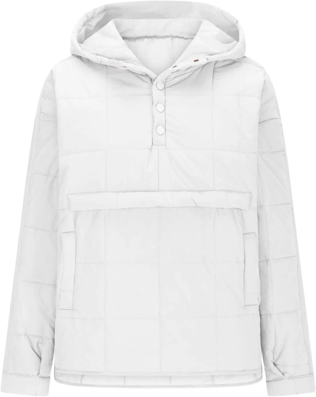 Quilted Puffer Jacket for Women Winter Lightweight Button Long Sleeve Coat Oversized Packable Cotton Padded Jacket