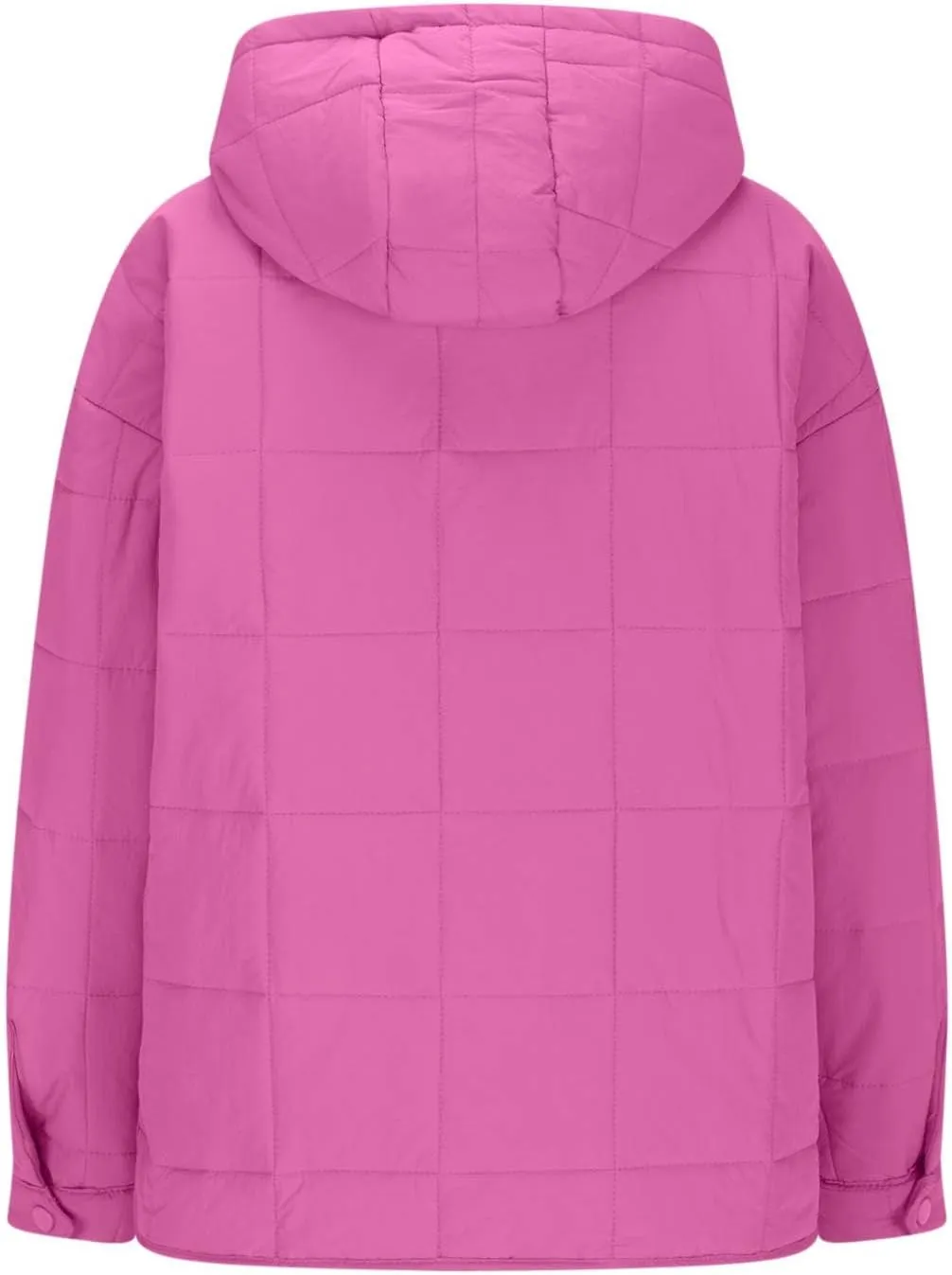 Quilted Puffer Jacket for Women Winter Lightweight Button Long Sleeve Coat Oversized Packable Cotton Padded Jacket