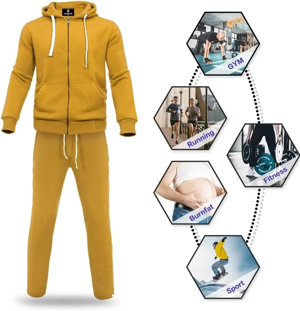 R RAMBLER 1985 Men's Track suit set Thick Fleece Hoodie Sweatsuit 2 pieces,casual winter warmer outfit