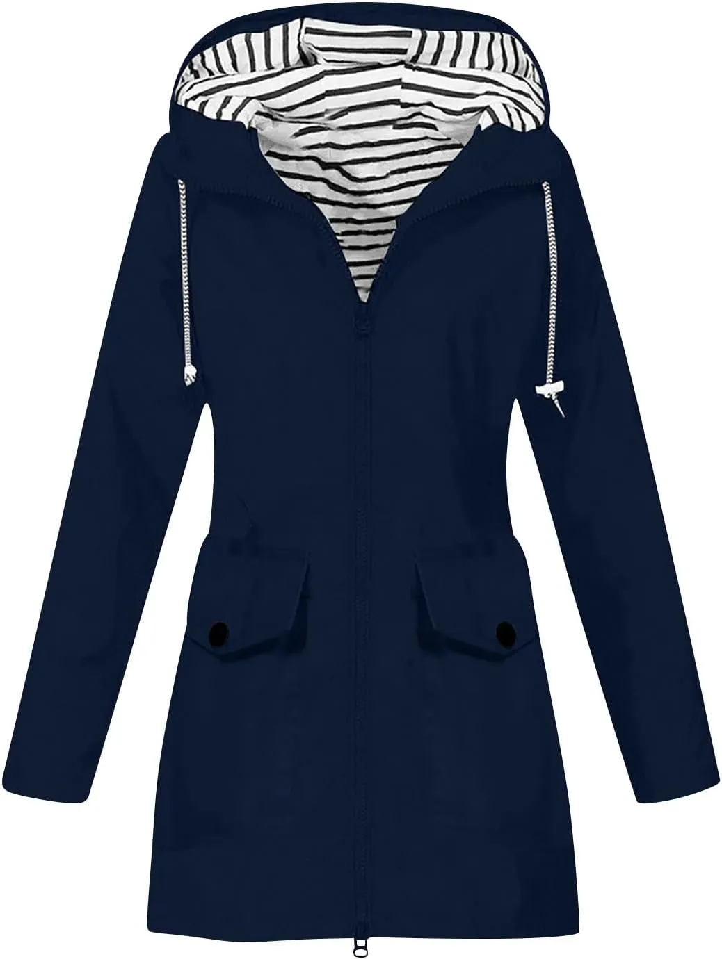 Rain Jackets for Women Waterproof Hooded Anoraks Lightweight Trench Coat Solid WindBreaker Fall Outfits with Pockets