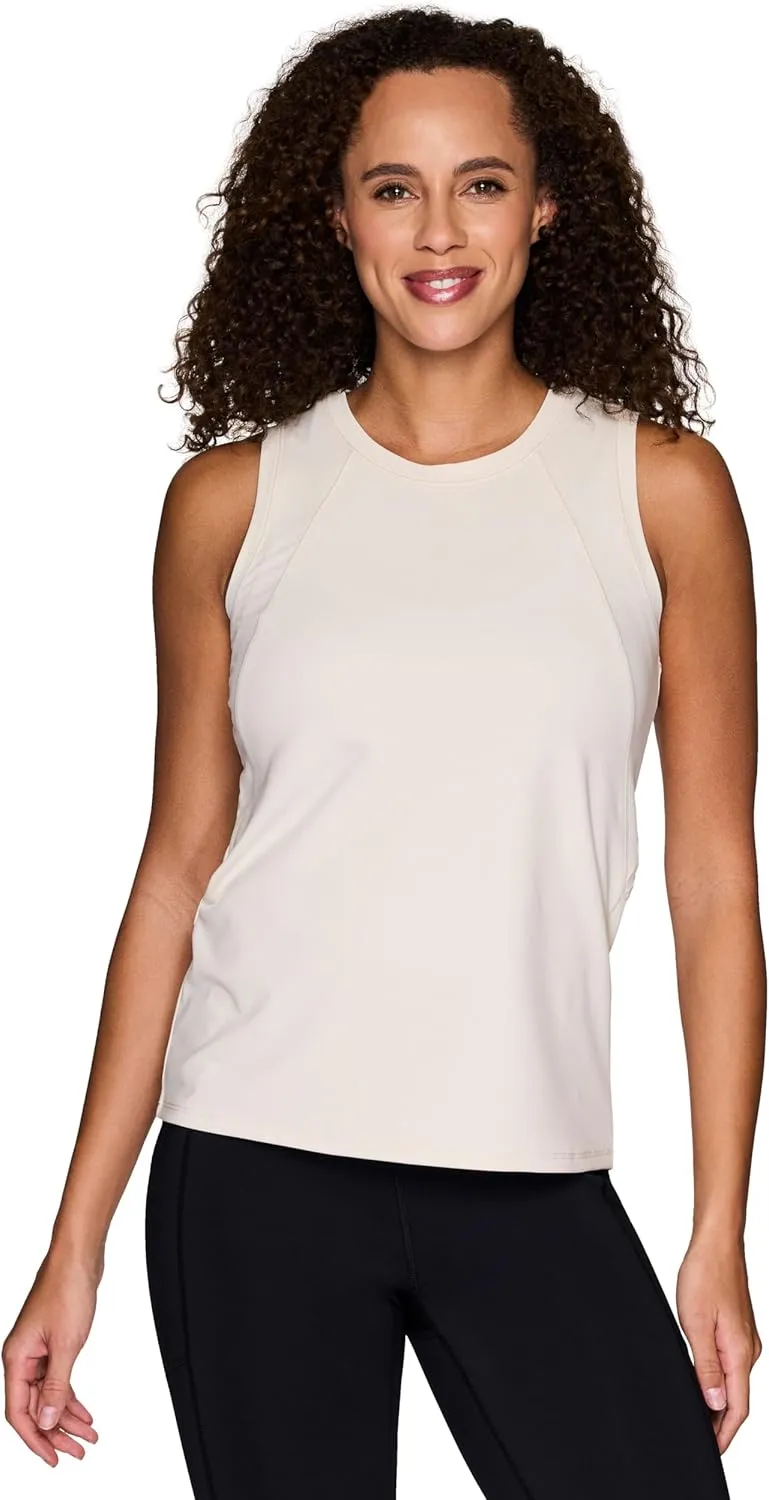 RBX Active Women's Workout Tank Top, Buttery Soft Ribbed Panel Fashion Novelty Tank for Casual Wear, Workouts, Yoga