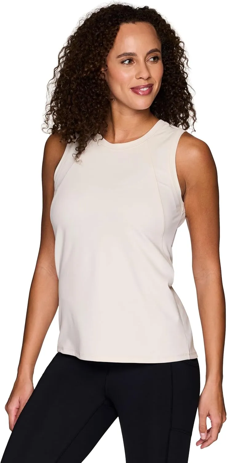 RBX Active Women's Workout Tank Top, Buttery Soft Ribbed Panel Fashion Novelty Tank for Casual Wear, Workouts, Yoga