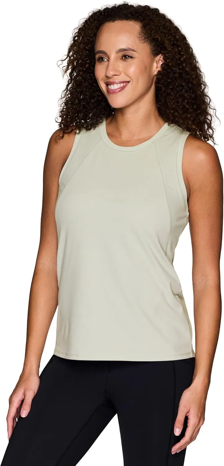 RBX Active Women's Workout Tank Top, Buttery Soft Ribbed Panel Fashion Novelty Tank for Casual Wear, Workouts, Yoga