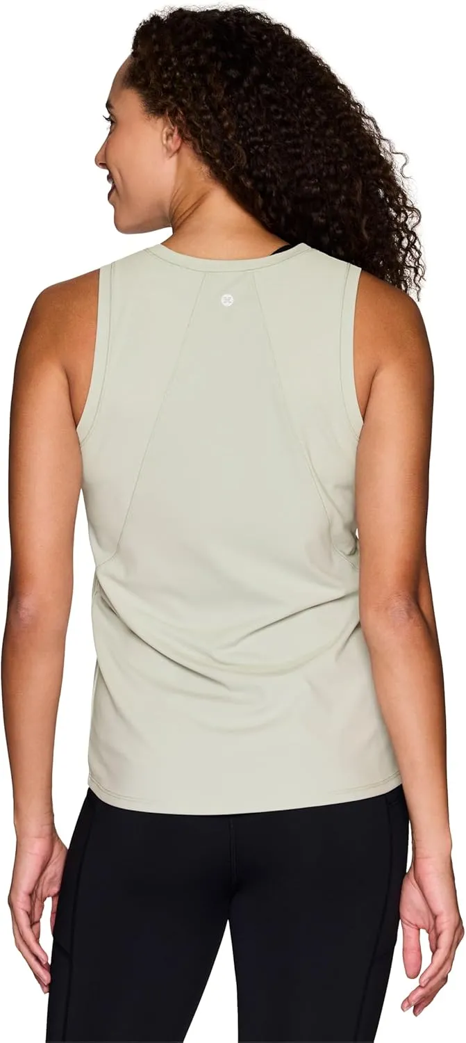 RBX Active Women's Workout Tank Top, Buttery Soft Ribbed Panel Fashion Novelty Tank for Casual Wear, Workouts, Yoga