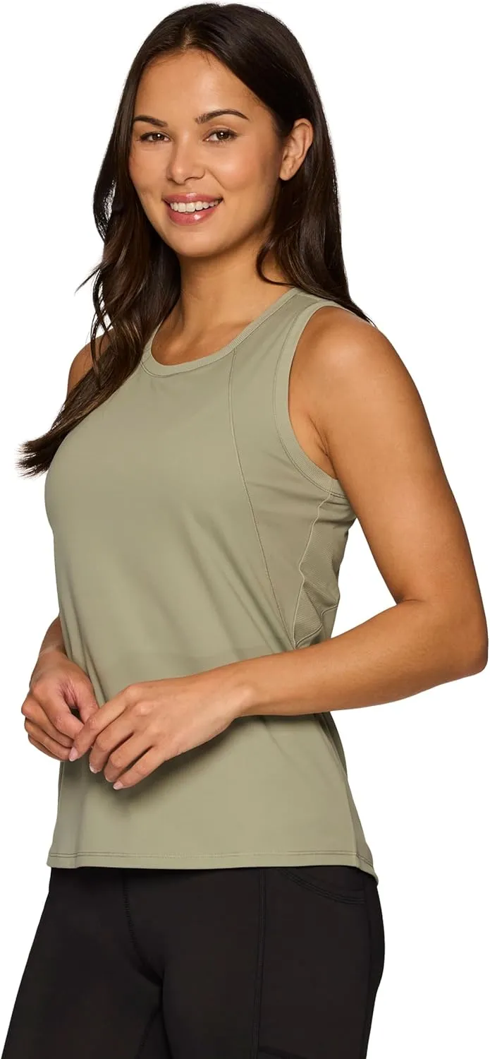 RBX Active Women's Workout Tank Top, Buttery Soft Ribbed Panel Fashion Novelty Tank for Casual Wear, Workouts, Yoga