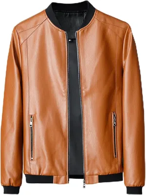 Real Leather Jacket Men Collar Winter Autumn Men Club Coat Long Jacket Stand Men's Coats Jackets Vintage Jacket Men
