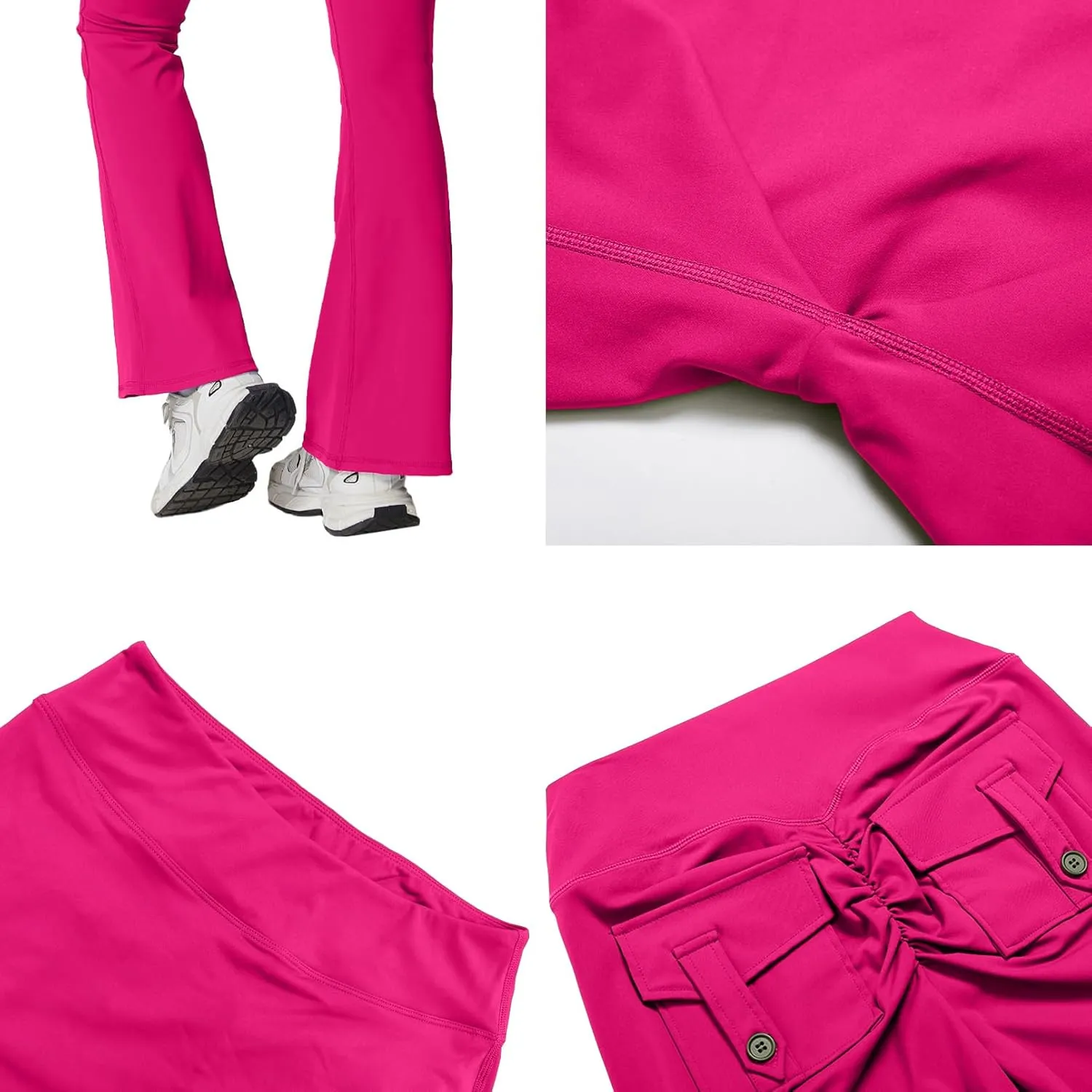 Rugkey Flare Leggings with Pockets for Women Butt Lifting Workout Leggings Gym Bell Bottom High Waisted Yoga Pants