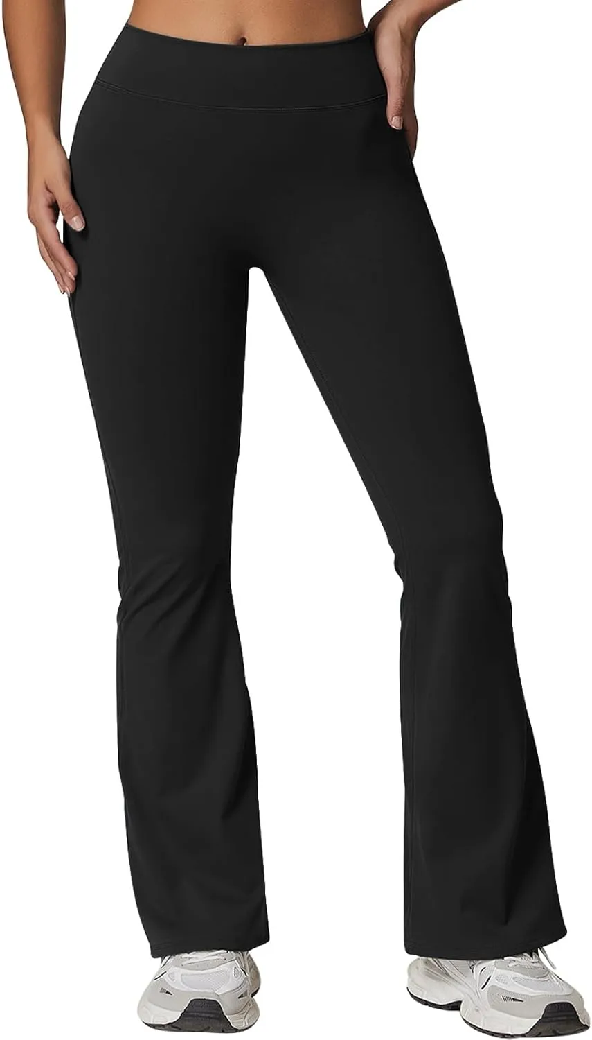 Rugkey Flare Leggings with Pockets for Women Butt Lifting Workout Leggings Gym Bell Bottom High Waisted Yoga Pants