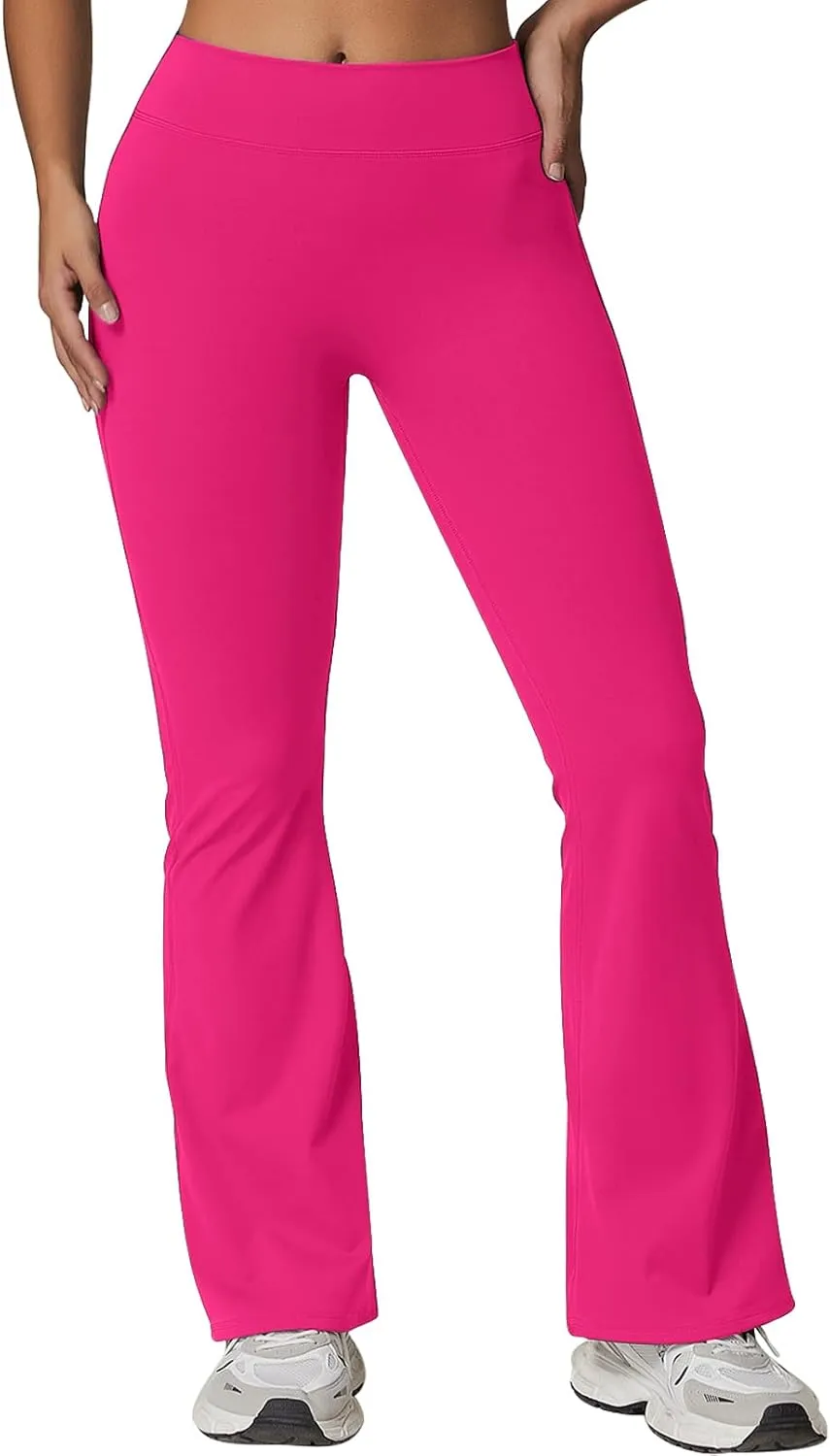 Rugkey Flare Leggings with Pockets for Women Butt Lifting Workout Leggings Gym Bell Bottom High Waisted Yoga Pants
