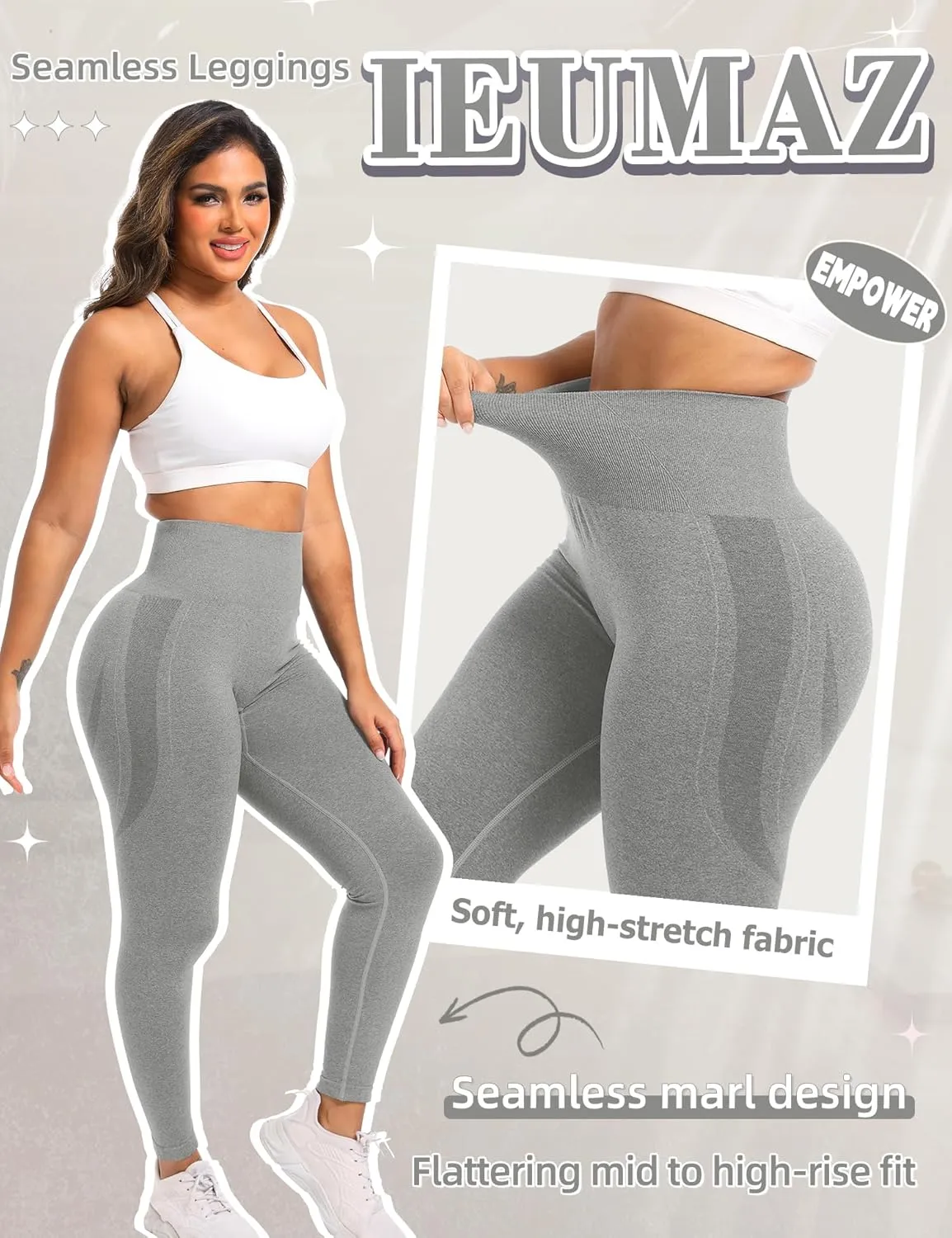 Scrunch Butt Lifting Leggings for Women Empower Seamless Workout Gym Leggings High Waist Tummy Control Yoga Pants