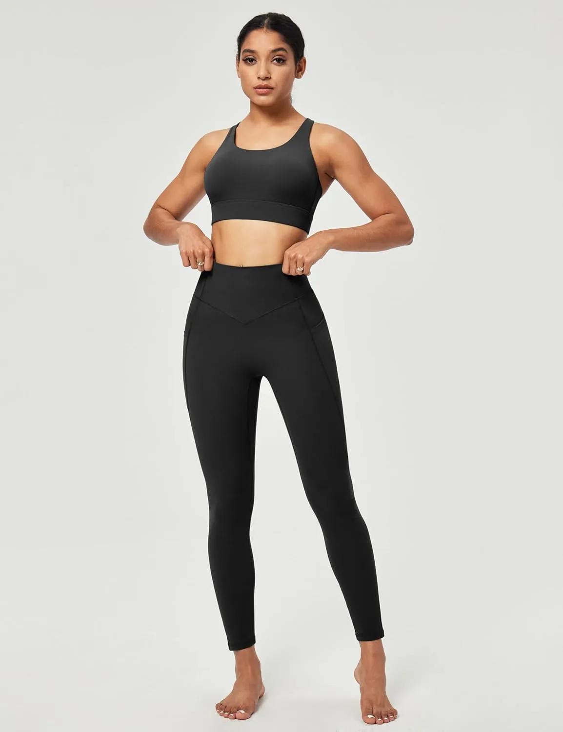 Scrunch Butt Lifting Leggings for Women Tummy Control No Front Seam Compression Workout Leggings with Pockets Yoga Pants