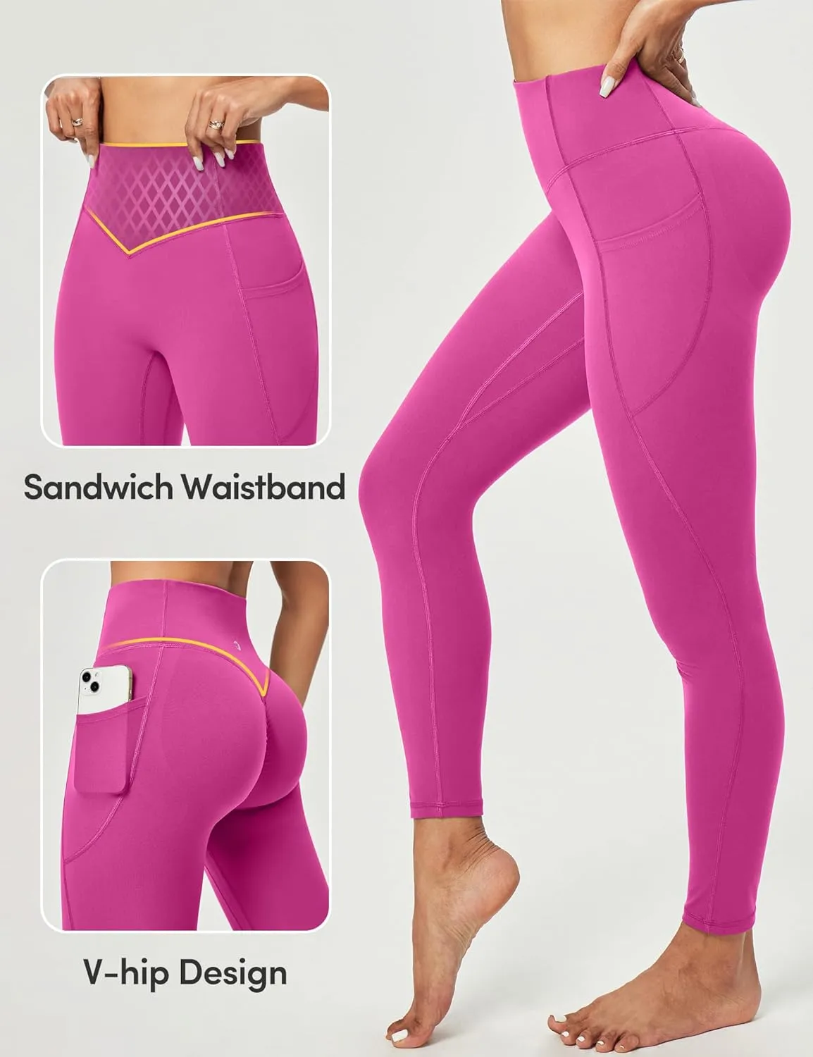 Scrunch Butt Lifting Leggings for Women Tummy Control No Front Seam Compression Workout Leggings with Pockets Yoga Pants