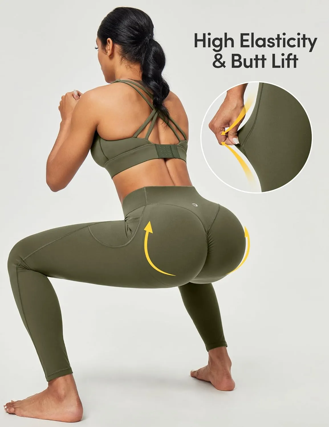 Scrunch Butt Lifting Leggings for Women Tummy Control No Front Seam Compression Workout Leggings with Pockets Yoga Pants