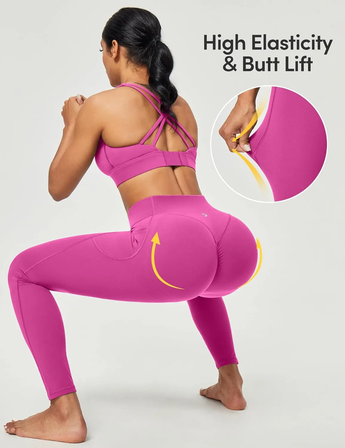 Scrunch Butt Lifting Leggings for Women Tummy Control No Front Seam Compression Workout Leggings with Pockets Yoga Pants