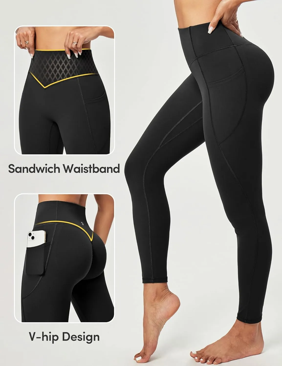 Scrunch Butt Lifting Leggings for Women Tummy Control No Front Seam Compression Workout Leggings with Pockets Yoga Pants