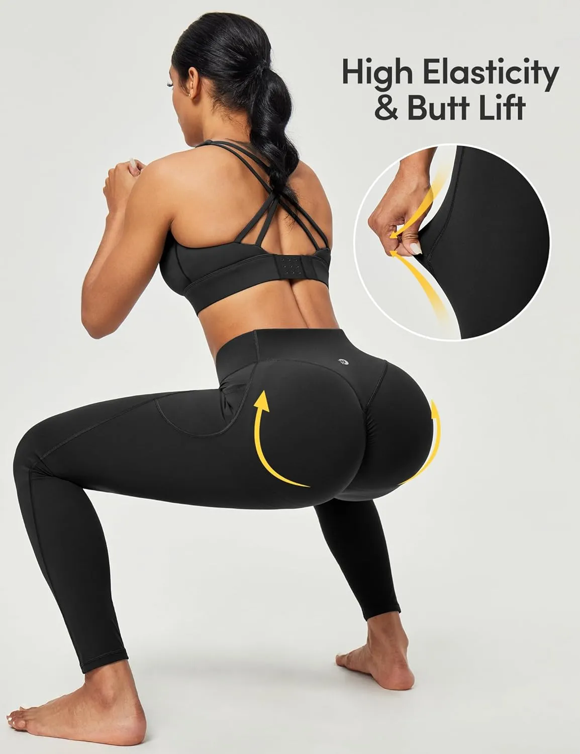 Scrunch Butt Lifting Leggings for Women Tummy Control No Front Seam Compression Workout Leggings with Pockets Yoga Pants