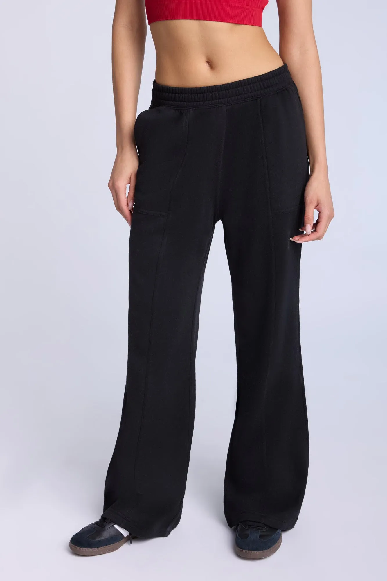 Seam Detail Wide Leg Sweatpants