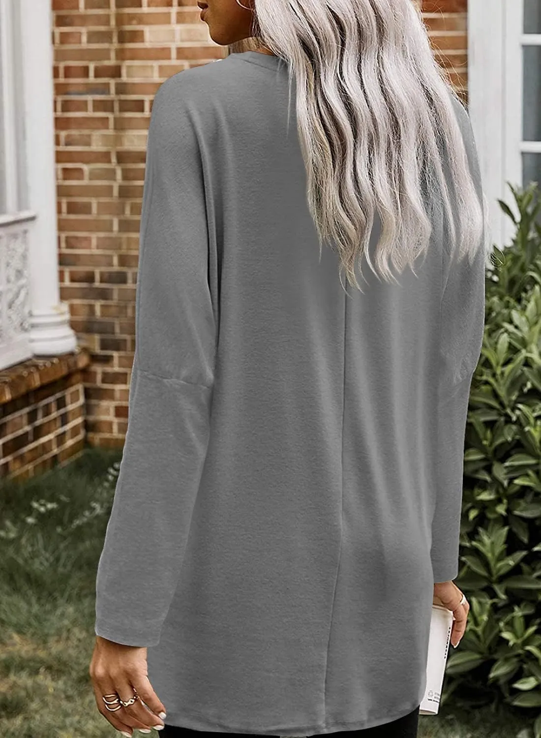 SENSERISE Womens Long Sleeve Long Tunic Tops for Leggings Plus Size Tunics Shirt with Pockets