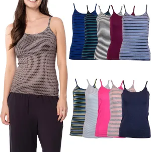 Sexy Basics Women's 10 Pack Spaghetti Strap Cami Tank Tops - Slim Fit Camisole Cotton Stretch Tanks