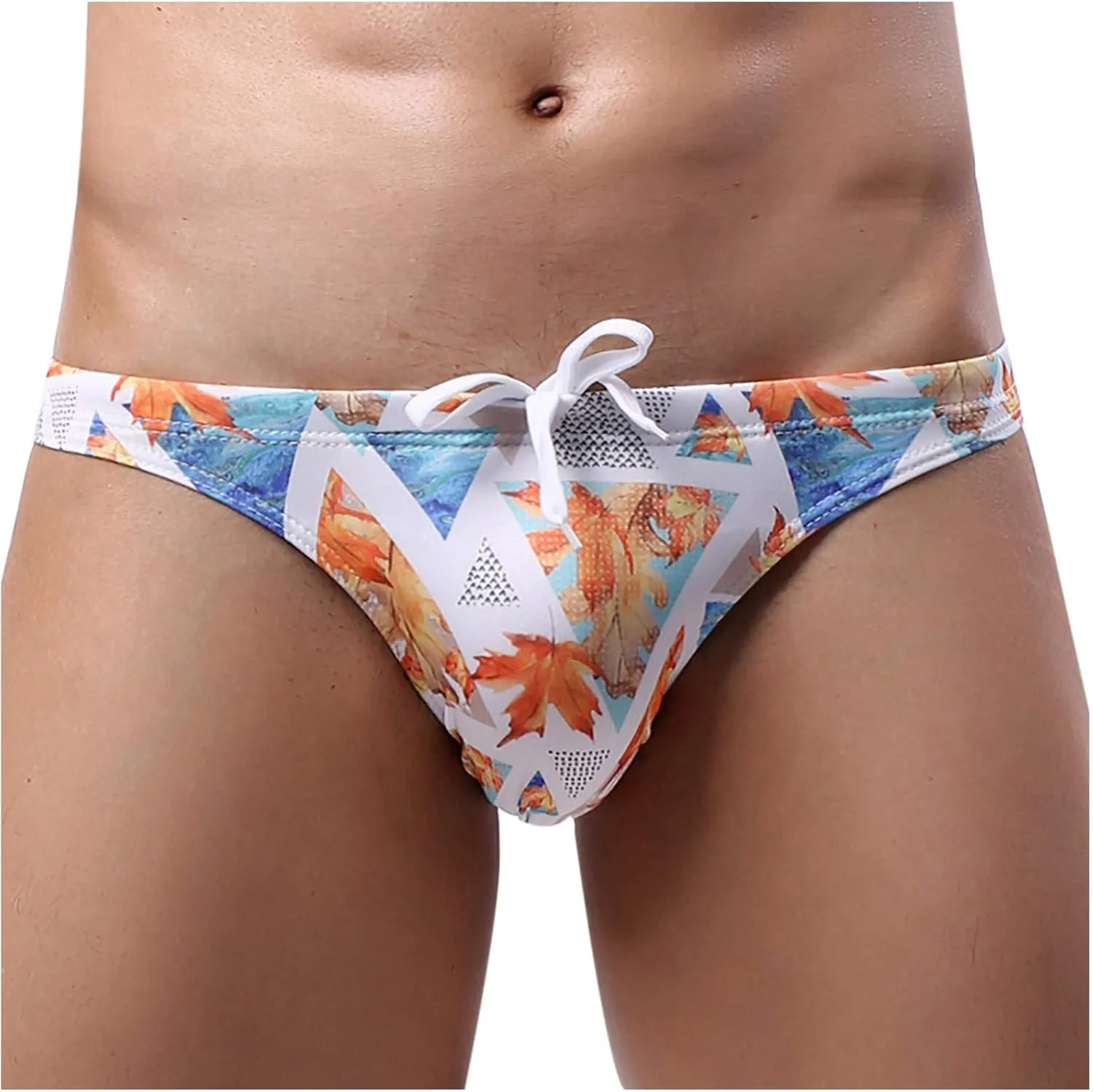 Sexy Swim Briefs for Men Printed Swimsuit Beach Swimwear Bikini Sport Swimming Underwear with Drawstring