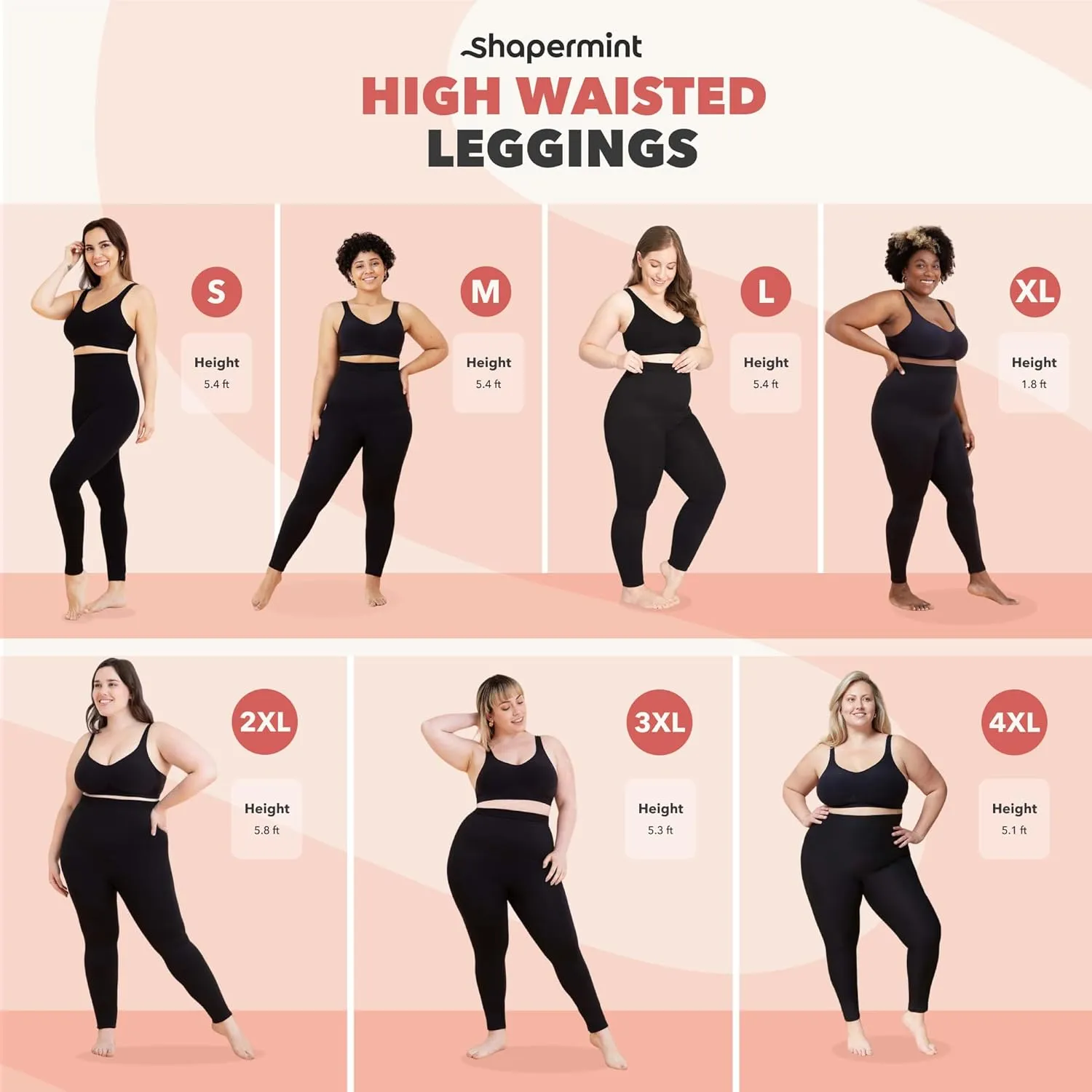 SHAPERMINT Leggings for Women Tummy Control - High Waisted Shapewear Leggings, Womens Plus Size, Thick Non-See-Through
