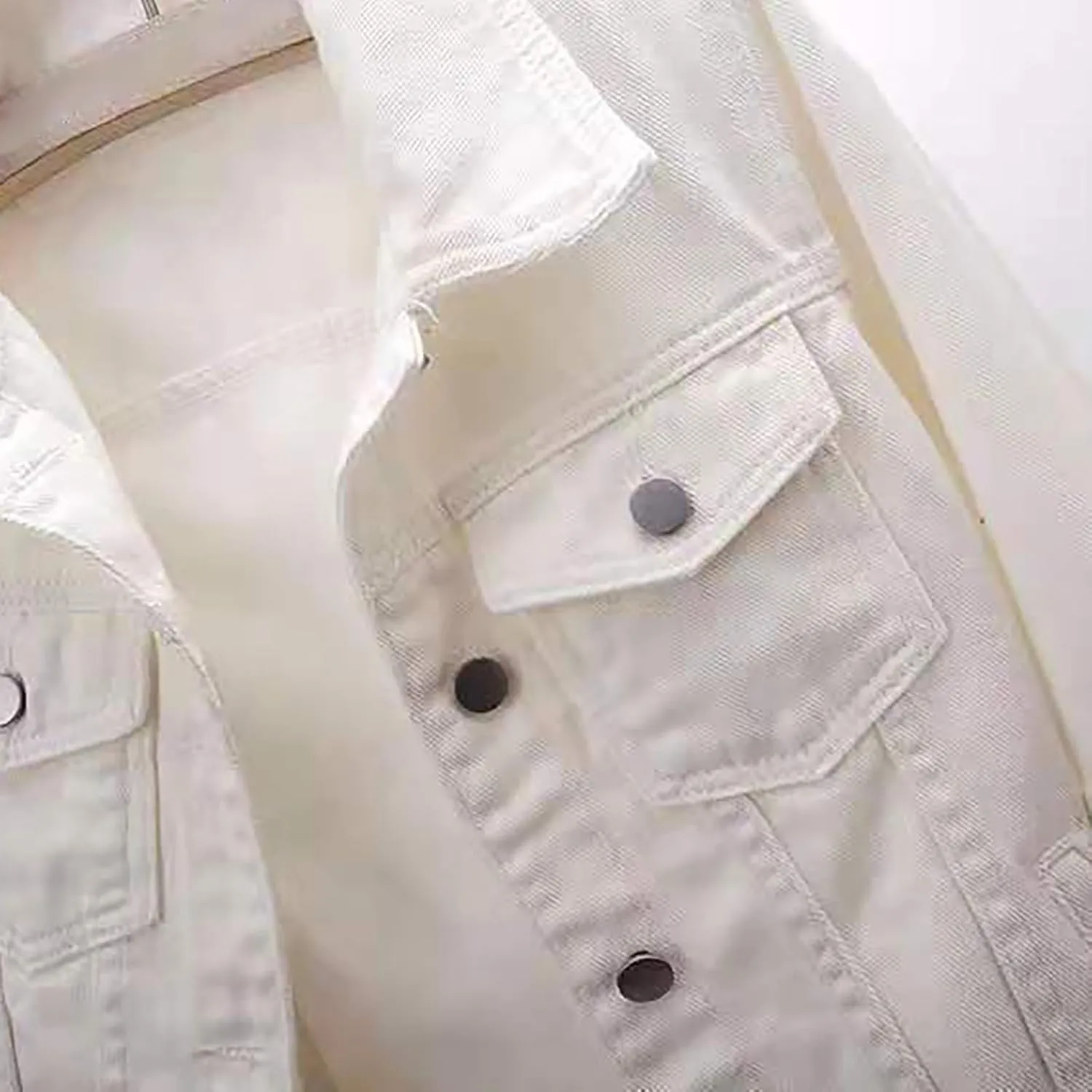 Short Sleeve Denim Jacket for Women 3/4 Sleeve Cropped Light Wash Short Jean Jacket Slim Trucker Coat Denim Tops
