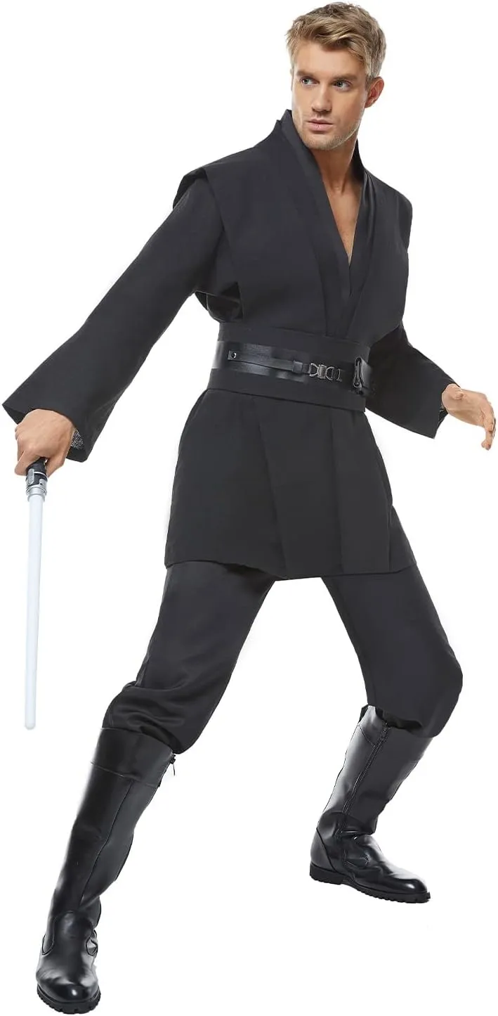 Skywalker Costume Tunic Hooded Robe Men Adult Male Cloak Darth Cosplay Halloween Outfit