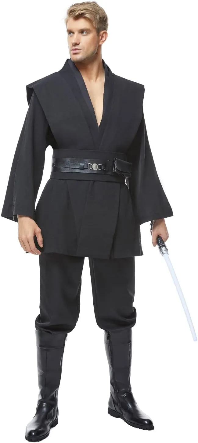 Skywalker Costume Tunic Hooded Robe Men Adult Male Cloak Darth Cosplay Halloween Outfit