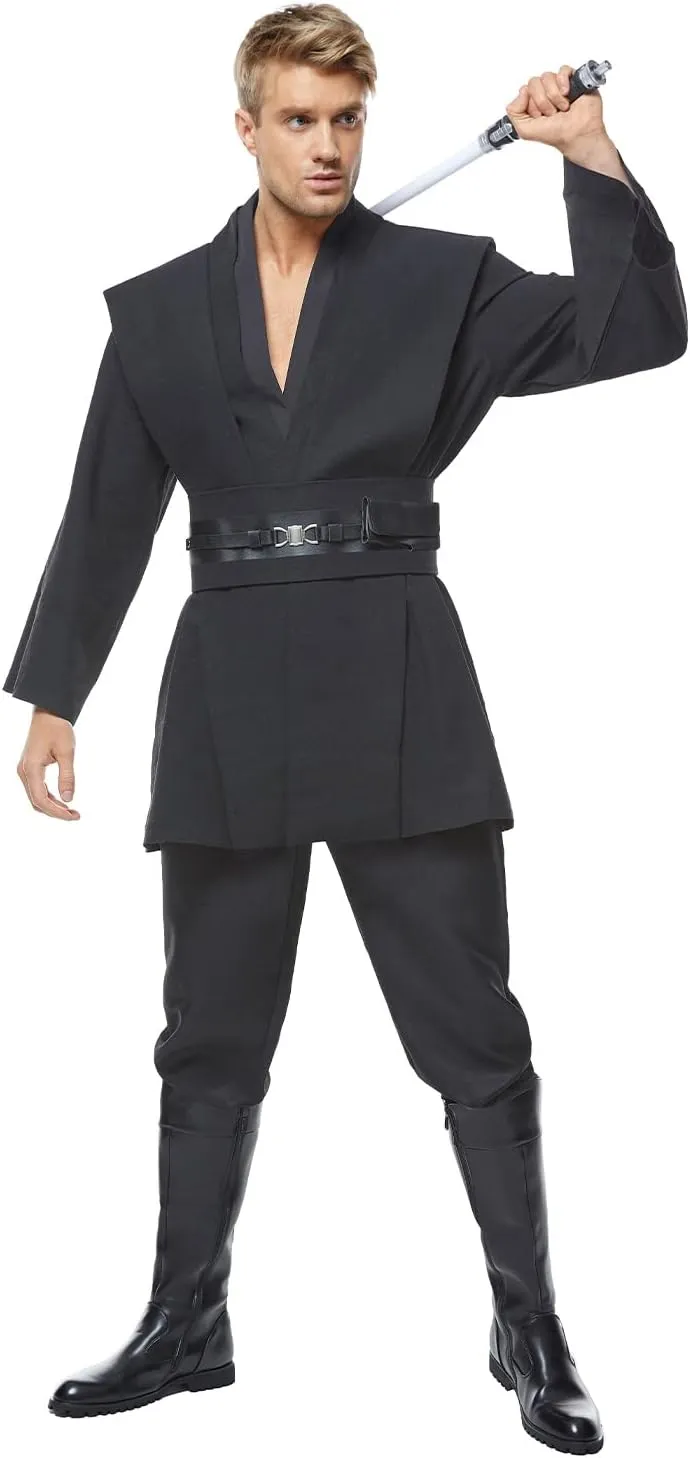 Skywalker Costume Tunic Hooded Robe Men Adult Male Cloak Darth Cosplay Halloween Outfit