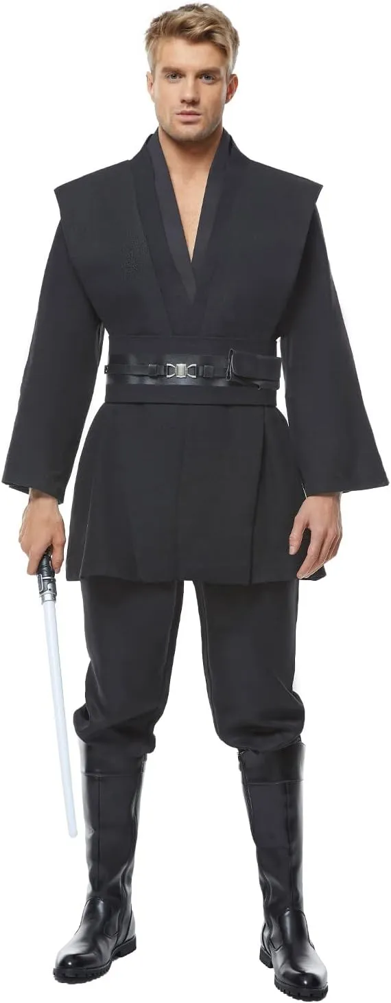 Skywalker Costume Tunic Hooded Robe Men Adult Male Cloak Darth Cosplay Halloween Outfit