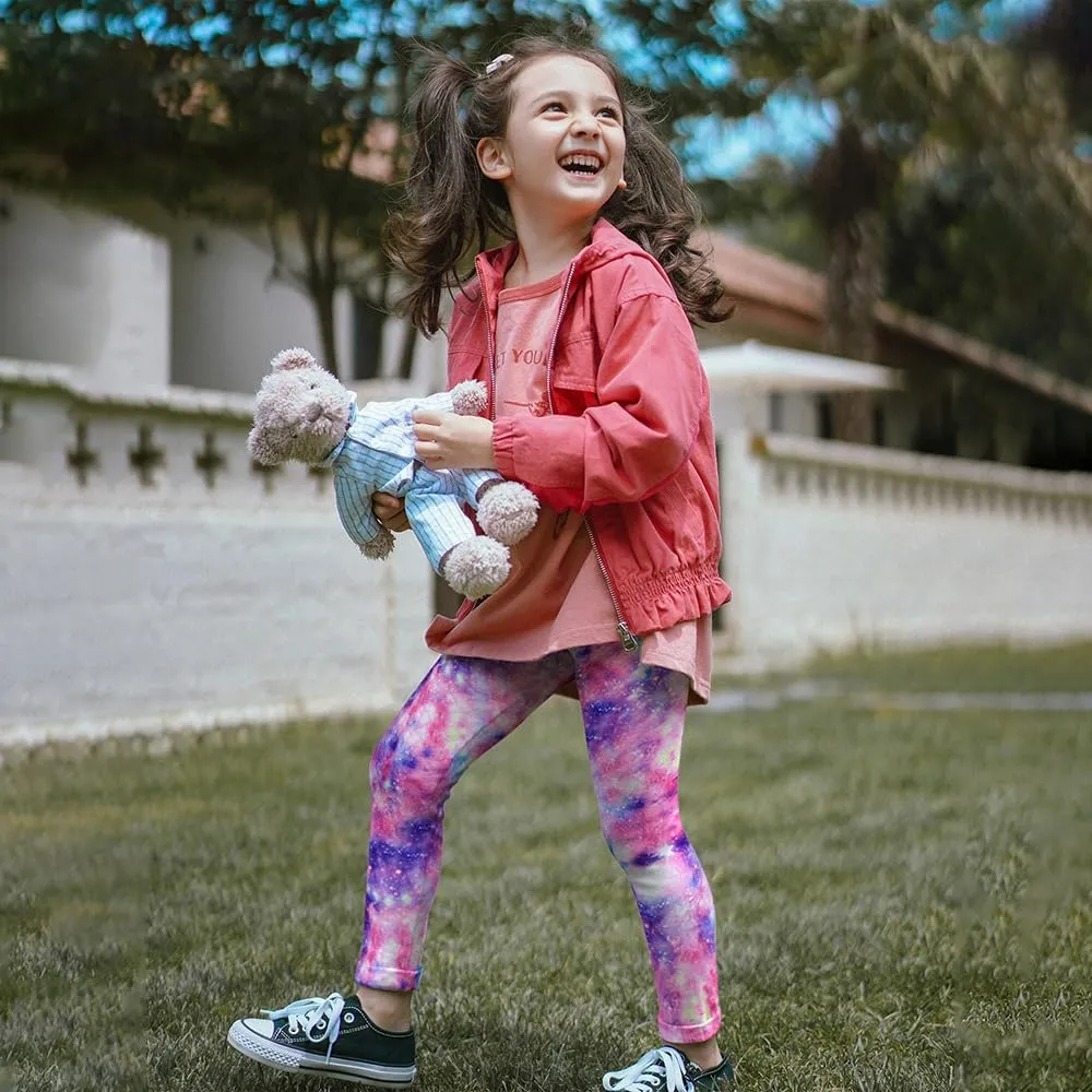 Slaixiu 4 Pack Leggings for Girls - Soft & Comfortable Ankle Length Printed Leggings for Kids (3T to 12 Years)