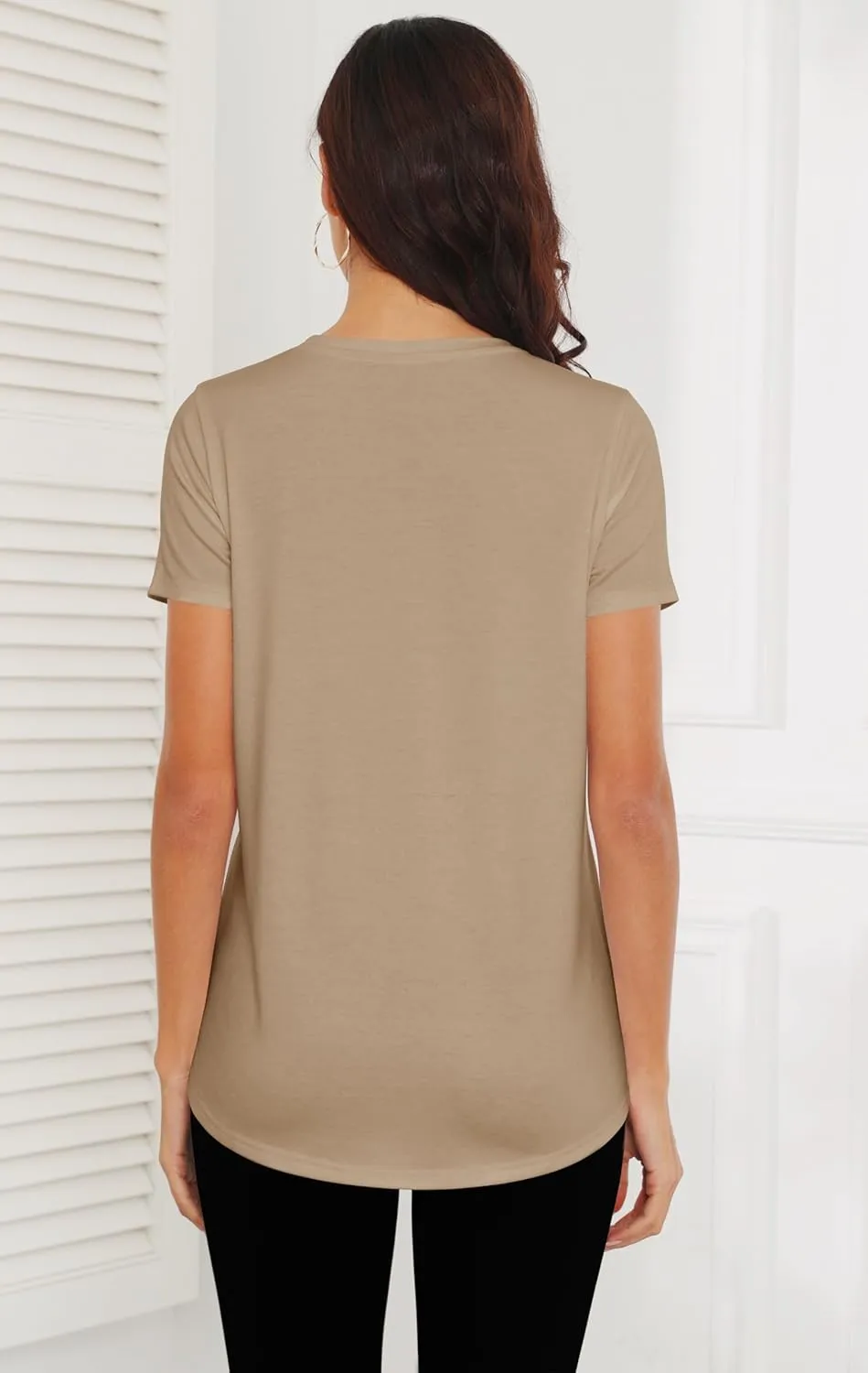 Smile Fish Women Crewneck Loose Fit Tunic Tops Short Sleeve Dressy Casual Summer Long Tee Shirts