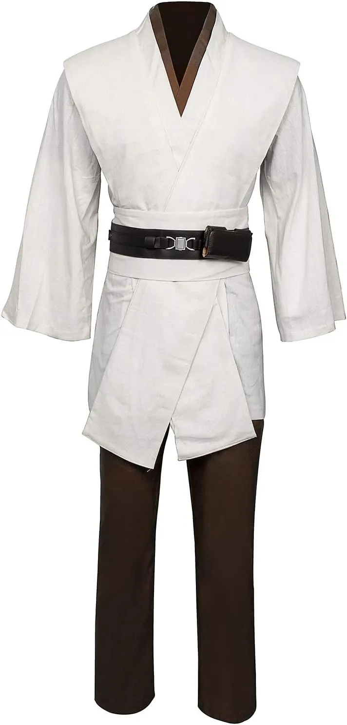 SOLOTIMES Adult Jedi Costume Cloak Outfit Men Knight Tunic Hooded Robe Full Set Suit Halloween Cosplay Cape Pants Uniform